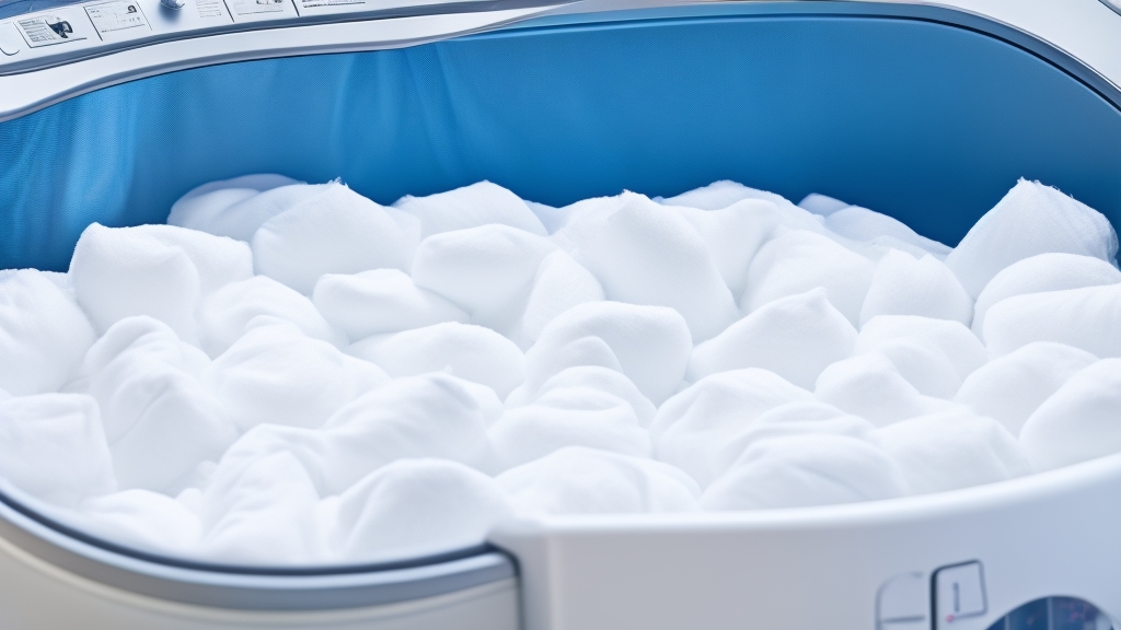 Pamut anyagok mosása AEG mosógép dobjában fehér pamut ingek és törölközők vízzel és szappanbuborékokkal